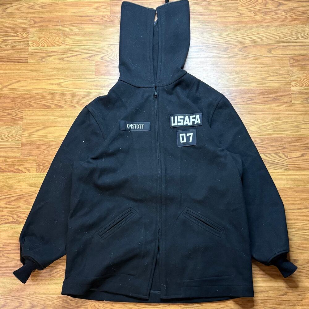 Vintage 1999 USAFA Cadet Parka Jacket XXL Black Military Hooded Wool Zip AFA